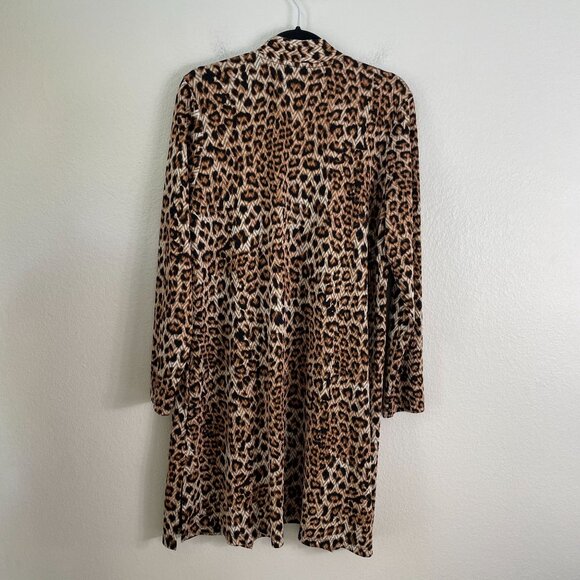 Susan Graver Womens Large Leopard Animal Print Open Front Cardigan Jacket - Picture 10 of 11
